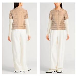 Herno Short Quilted Puffer Jacket in Beige and Cream Accents